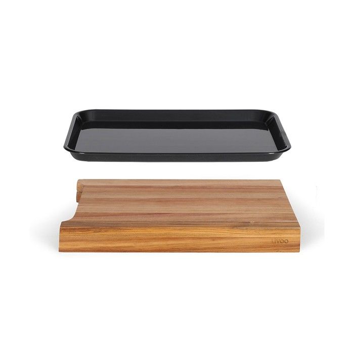 Schneidebrett - LIVOO - MES155 - FSC-Akazienholz - 36,5 x 27,5 cm - Abnehmbare Abtropfschale