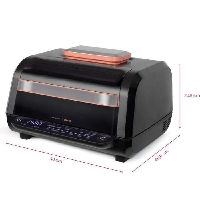 Ölfreie Fritteuse und Grill - LIVOO - Livoo x Marmiton - DOC305 - 6 L - 1500-1700 W - 2 in 1 - 8 Pro