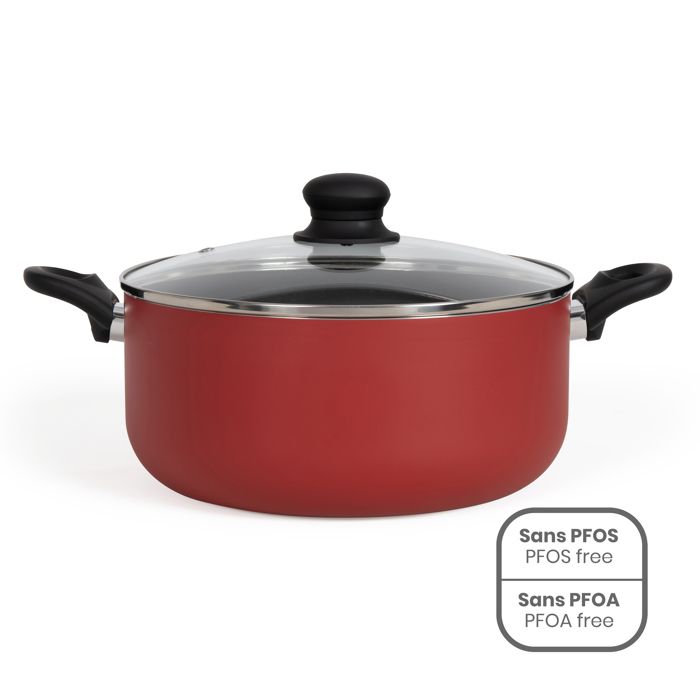 28 cm Dutch oven - LIVOO - MEP151R - Non-stick without PFOA or PFOS - Silicone handles - Suitable fo