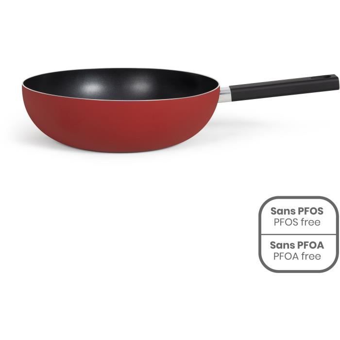 Premier Chef - Wok 32 cm - LIVOO - MEP156R - Non-stick without PFOA or PFOS - Silicone handle - All 