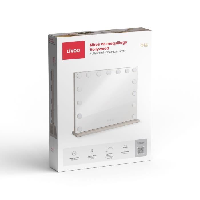 Schminkspiegel - LIVOO - DOS207 - 56 x 44 cm - 15 LEDs - 3 Lichtmodi