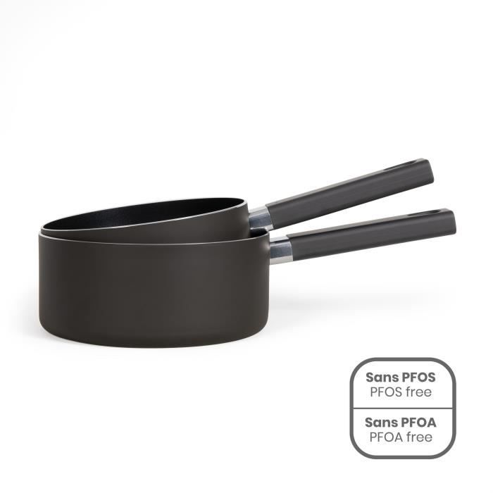 Set of 2 saucepans - LIVOO - MEP154N - Non-stick without PFOA or PFOS - Silicone handle - All hobs i
