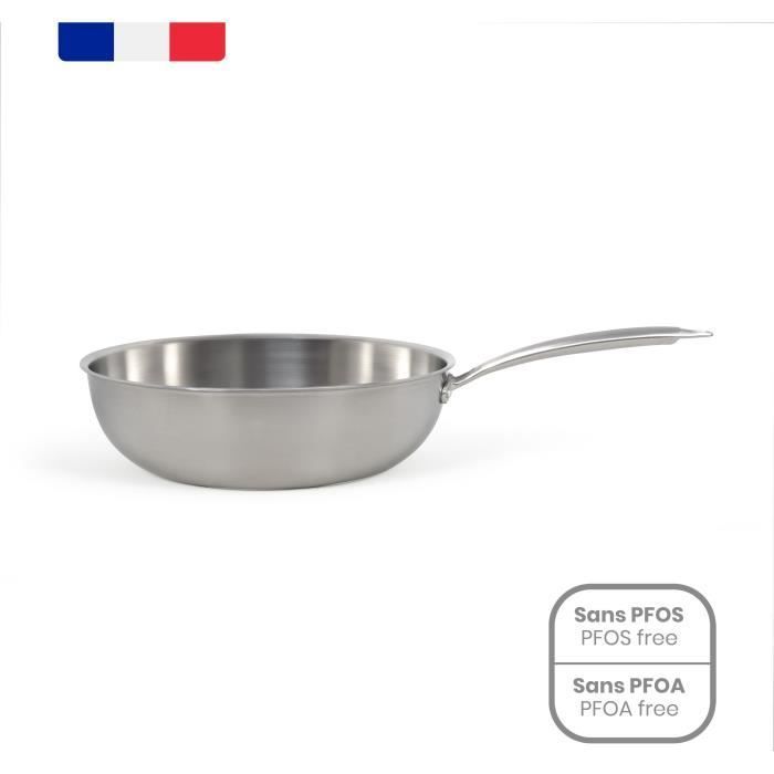 Edelstahlwok - LIVOO - MEP162 - Ø 28 cm - Edelstahl - Alle Herdarten einschließlich Induktion und Ba