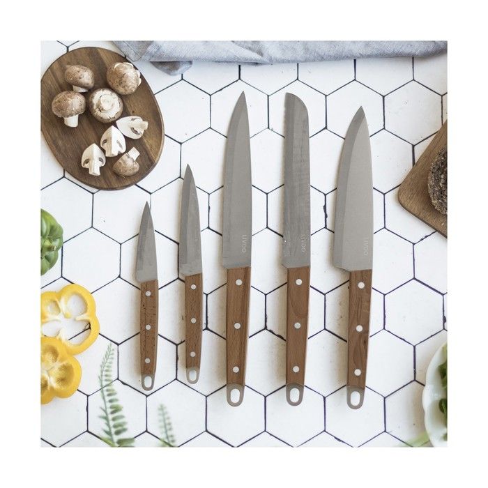 Set of 5 knives - LIVOO - MEC129 - Knives: chef, bread, kitchen, slicing and paring - Stainless stee