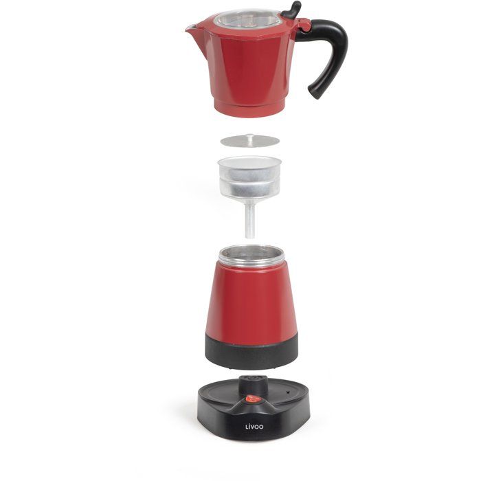 Elektrische italienische Kaffeemaschine  LIVOO  DOD117RC  480 W  300 ml  6 Tassen  Rot/Schwarz