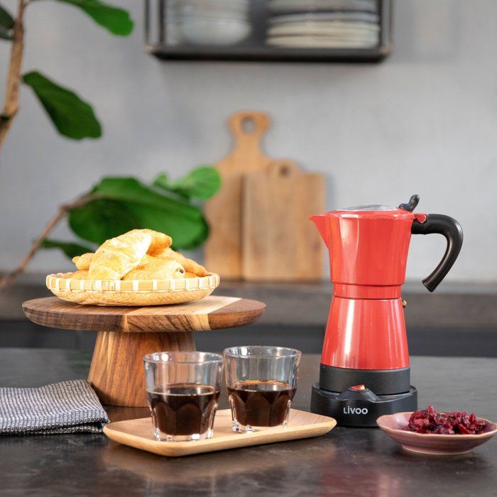 Elektrische italienische Kaffeemaschine  LIVOO  DOD117RC  480 W  300 ml  6 Tassen  Rot/Schwarz