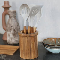 4er-Set Utensilien mit Topf - LIVOO - MES153G - Topf und Utensilien Akazie FSC - Silikon 31 cm - Top
