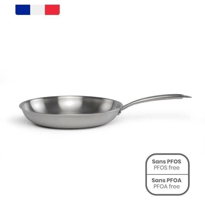 Brigade - 24 cm stainless steel frying pan - LIVOO - MEP158 - Triply stainless steel - Suitable for 