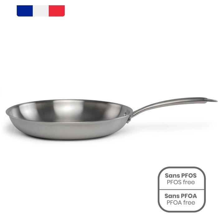 Brigade - 28 cm stainless steel frying pan - LIVOO - MEP159 - Triply stainless steel - Suitable for 
