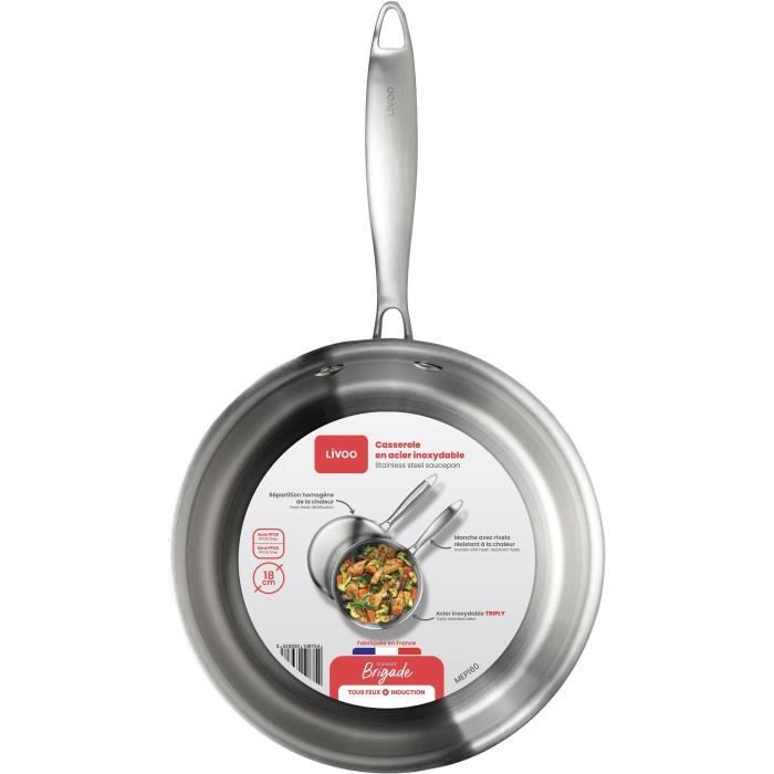 Brigade - 18 cm stainless steel saucepan - LIVOO - MEP160 - Triply stainless steel - Suitable for al
