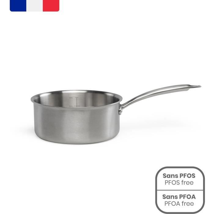 Brigade - 18 cm stainless steel saucepan - LIVOO - MEP160 - Triply stainless steel - Suitable for al