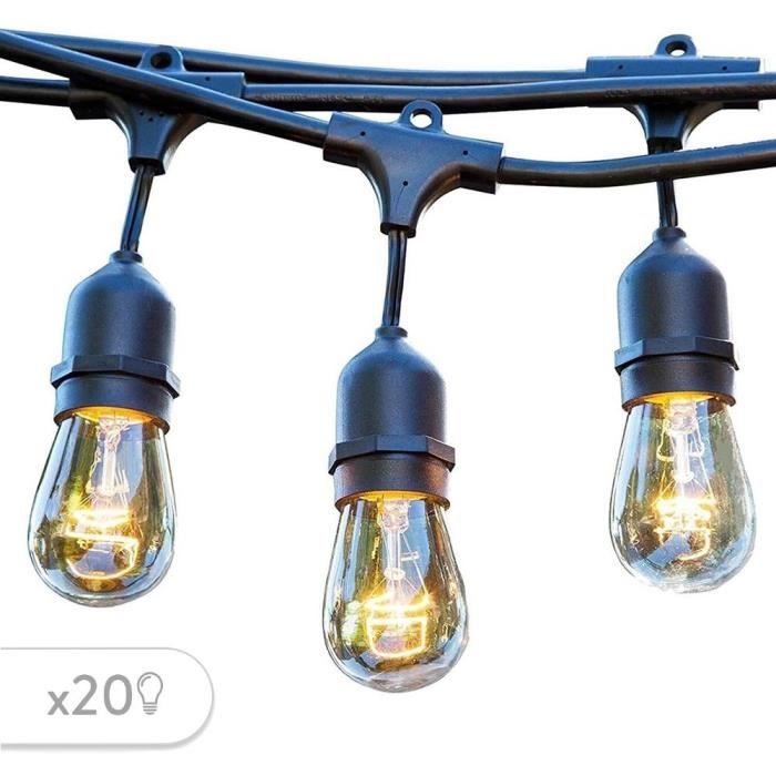 Outdoor light garland - LUMISKY - MAFY 20 LIGHT - 10 m - 20 vintage filament bulbs - E27 - warm whit