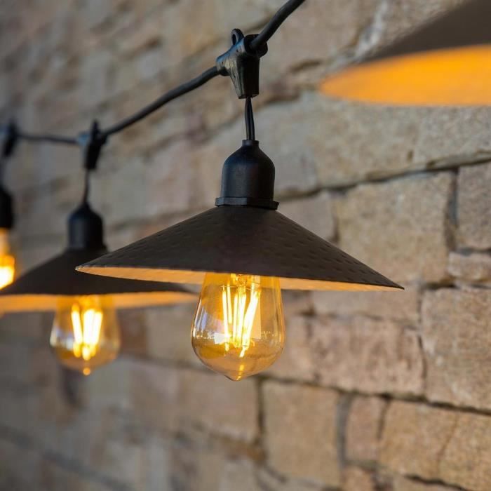 Outdoor solar light garland - LUMISKY - VINTY LIGHT SOLAR - 6 m - 10 filament bulbs - warm white LED