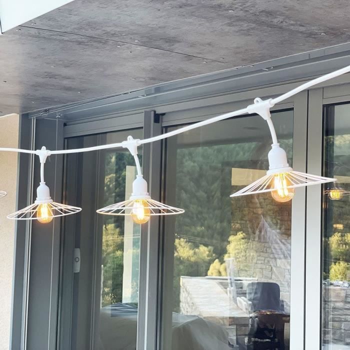 Outdoor light garland - LUMISKY - CHIC WHITE LIGHT - 6 m - 10 filament bulbs - E27 - warm white LED