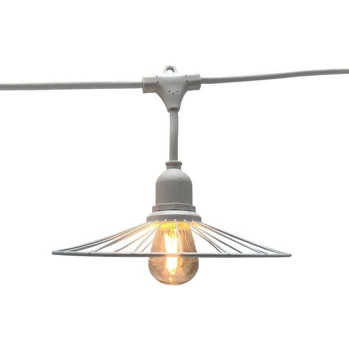 Outdoor light garland - LUMISKY - CHIC WHITE LIGHT - 6 m - 10 filament bulbs - E27 - warm white LED