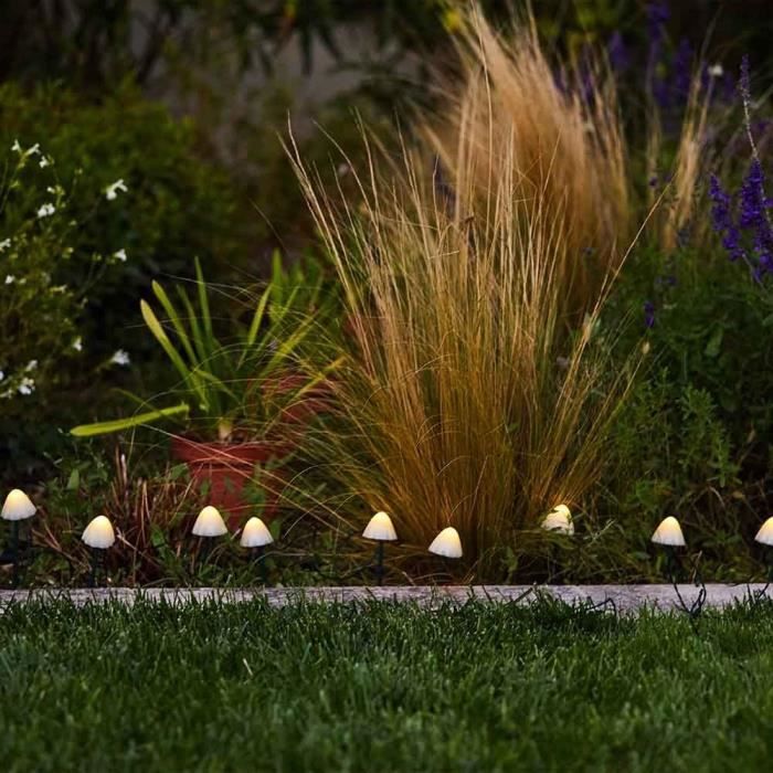 10 mini solar light mushrooms to stick - LUMISKY - CHAMPY - 3.8 m - Path marking - Warm white LED