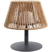 Cordless table lamp - LUMISKY - STANDY MINI RAFFY - H22 cm - Natural raffia - Warm white and white L