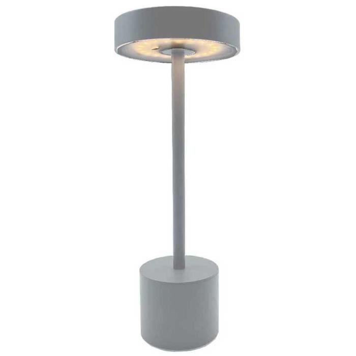 Cordless table lamp - LUMISKY - ROBY GREY - H30 cm - Touch in aluminum - Light gray - LED