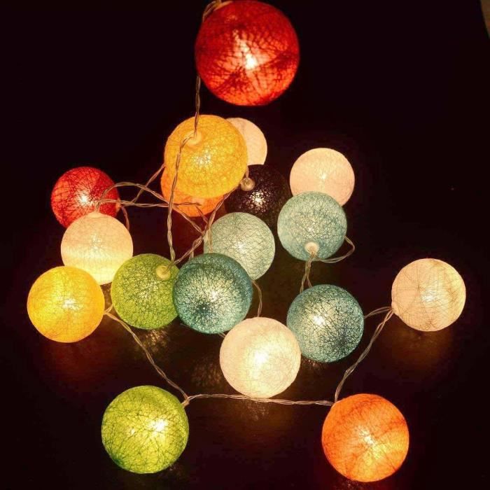Solar light garland - LUMISKY - MIMY COLORS SOLAR - 3.80 m - Cotton balls - 10 bulbs - Warm white LE