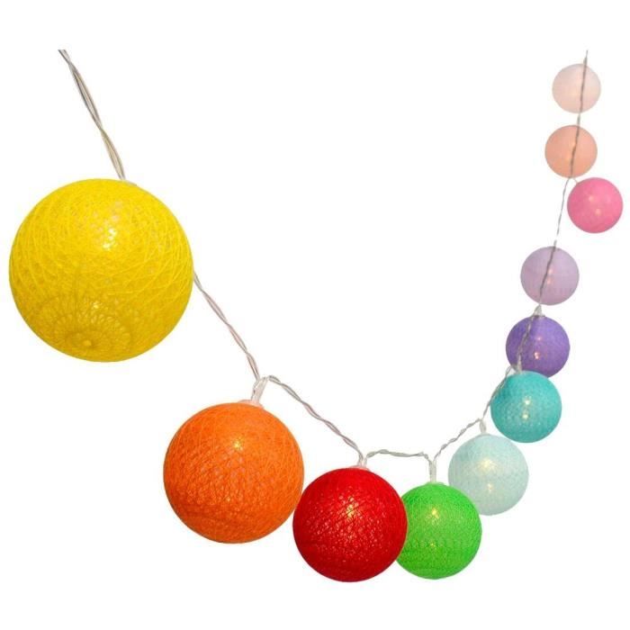 Solar light garland - LUMISKY - MIMY COLORS SOLAR - 3.80 m - Cotton balls - 10 bulbs - Warm white LE
