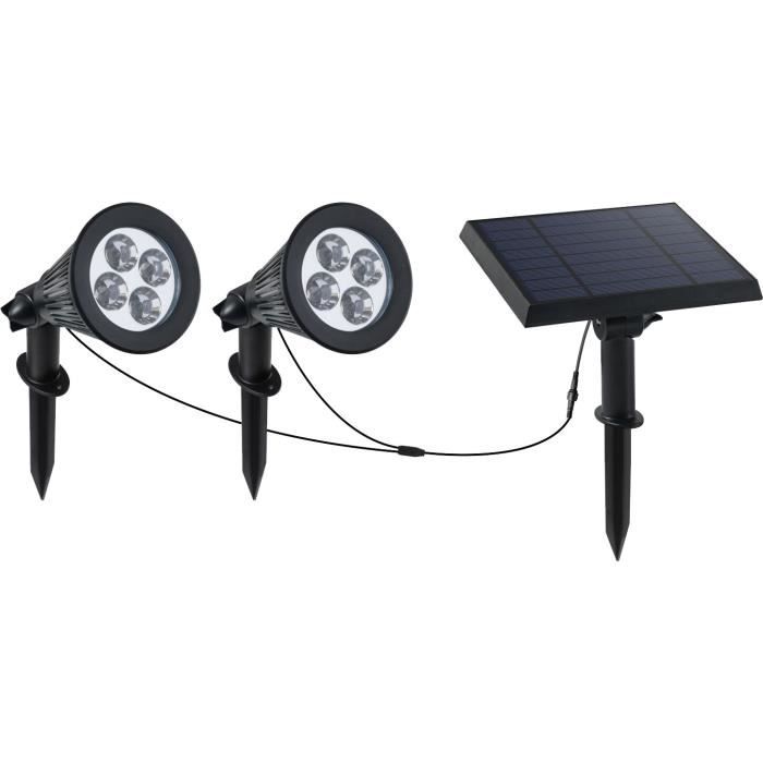 Double solar spotlight connected with remote solar panel 2 in 1 to prick or to fix powerful lighting