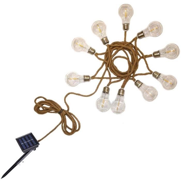 Solar light garland - LUMISKY - FANTASY CORD SOLAR - 7.50 m - Rope 10 transparent bulbs - Warm white