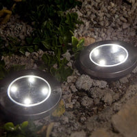 Set of 8 round stainless steel solar spotlights, recessed or spiked - LUMISKY - DECKY - cool white L