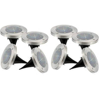 Set of 8 round stainless steel solar spotlights, recessed or spiked - LUMISKY - DECKY - cool white L