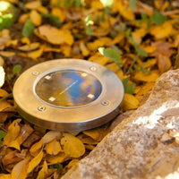 Set of 8 round stainless steel solar spotlights, recessed or spiked - LUMISKY - DECKY - cool white L