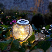 Set of 2 solar balls - LUMISKY - CRACK BALL CORD - H13 cm - Cracked glass to place - Micro rope hand