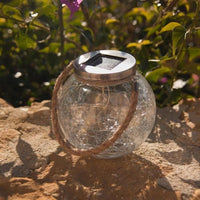 Set of 2 solar balls - LUMISKY - CRACK BALL CORD - H13 cm - Cracked glass to place - Micro rope hand