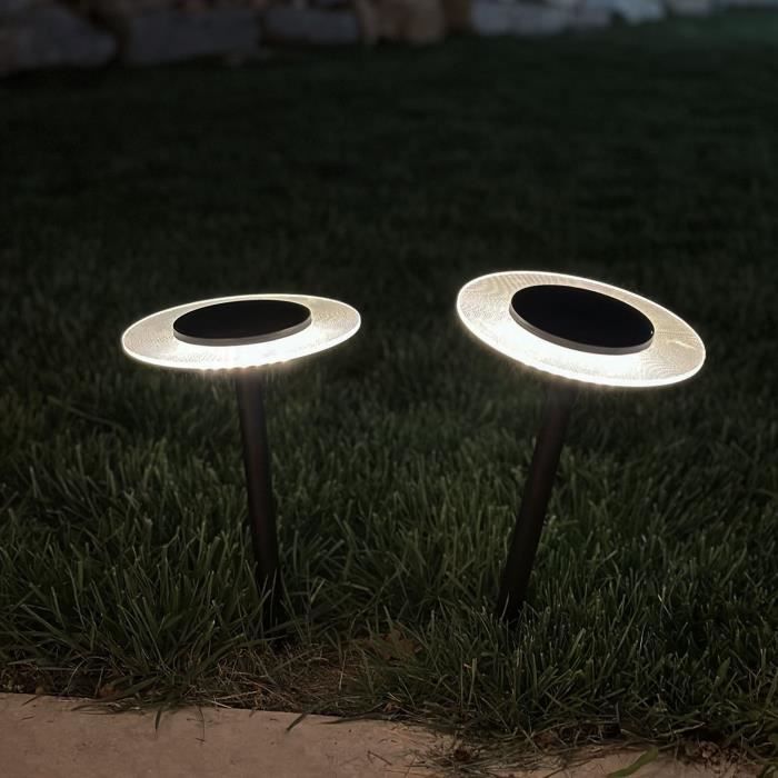 Set of 2 solar beacons to stick - LUMISKY - UFO - H35 cm - Warm white LED
