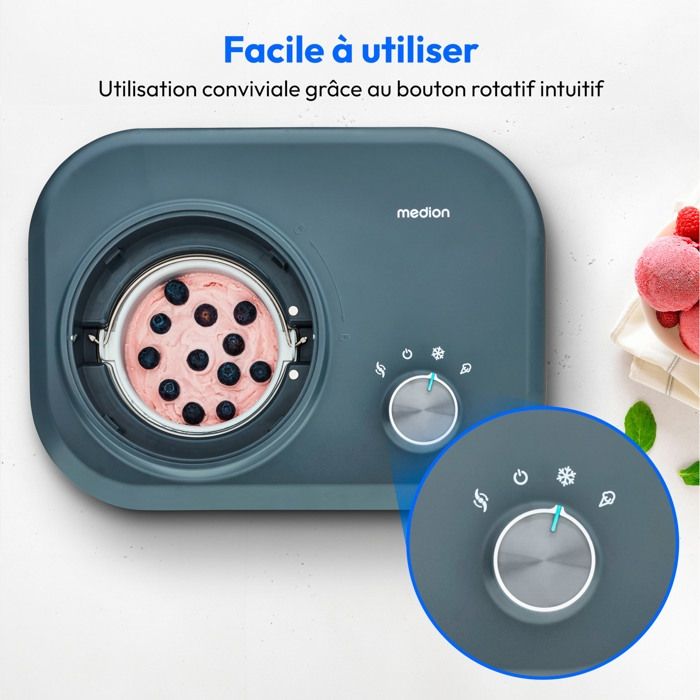 MEDION Ice cream machine with compressor (suitable for preparing ice cream, frozen yoghurt & sorbets