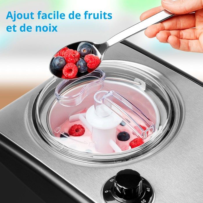 MEDION Electric aluminum ice cream and yogurt maker with compressor, ice cream machine with a capaci