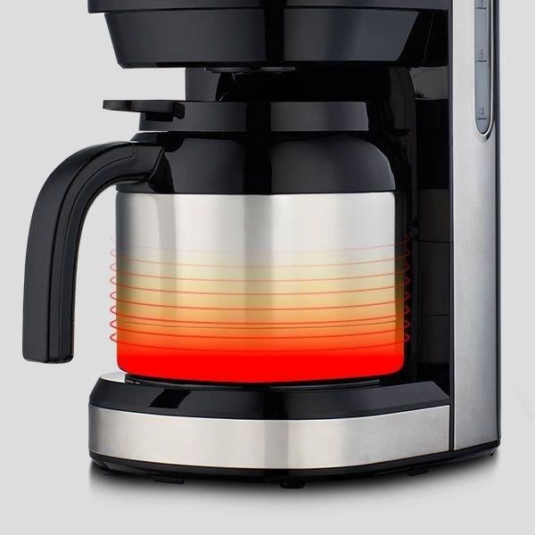 Digital Insulated Filter Coffee Maker - MEDION - 900W - 1.2L - Silver