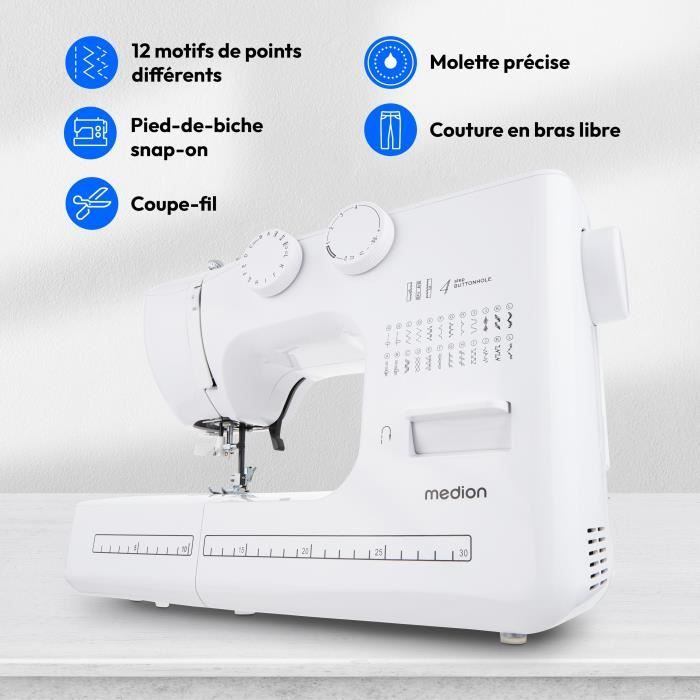 Sewing Machine - MEDION - SM 60 - 62W - 24 Stitches + Double Stitches - 700 rpm - LED - Pink