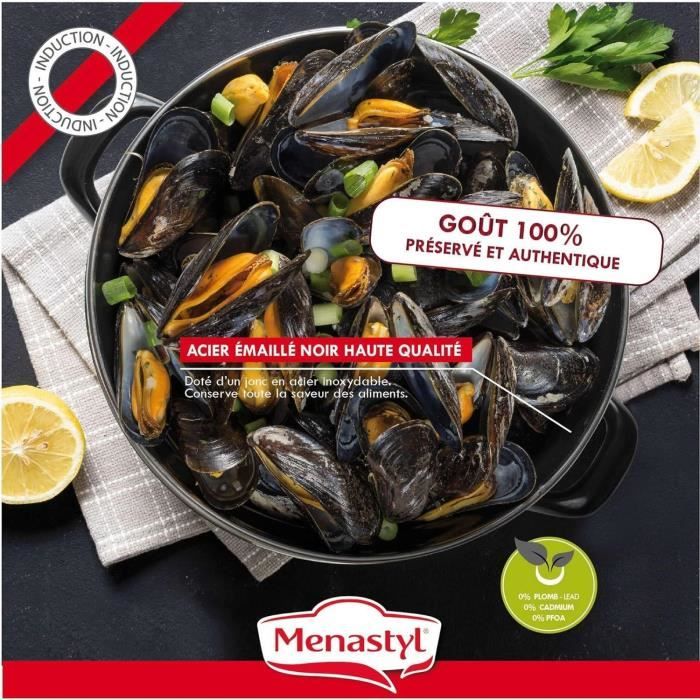 Mussel pot - MENASTYL - 3645562 - Enamelled steel - Black - 18 cm - 2.7 litres - Suitable for all ho