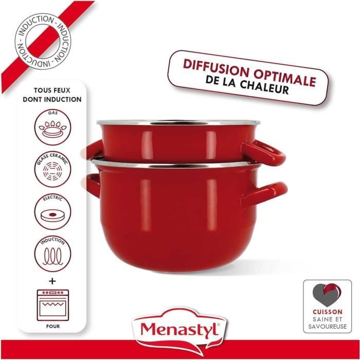Mussel pot - MENASTYL - 3645562 - Enamelled steel - Black - 18 cm - 2.7 litres - Suitable for all ho