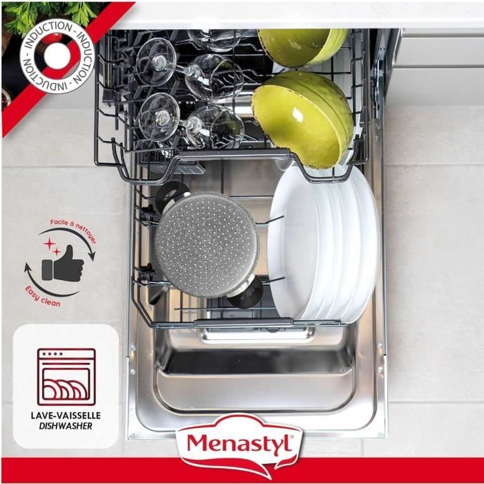 Couscoussier - MENASTYL - 6020033 - Marble effect aluminum - 9 liters - Suitable for all heat source