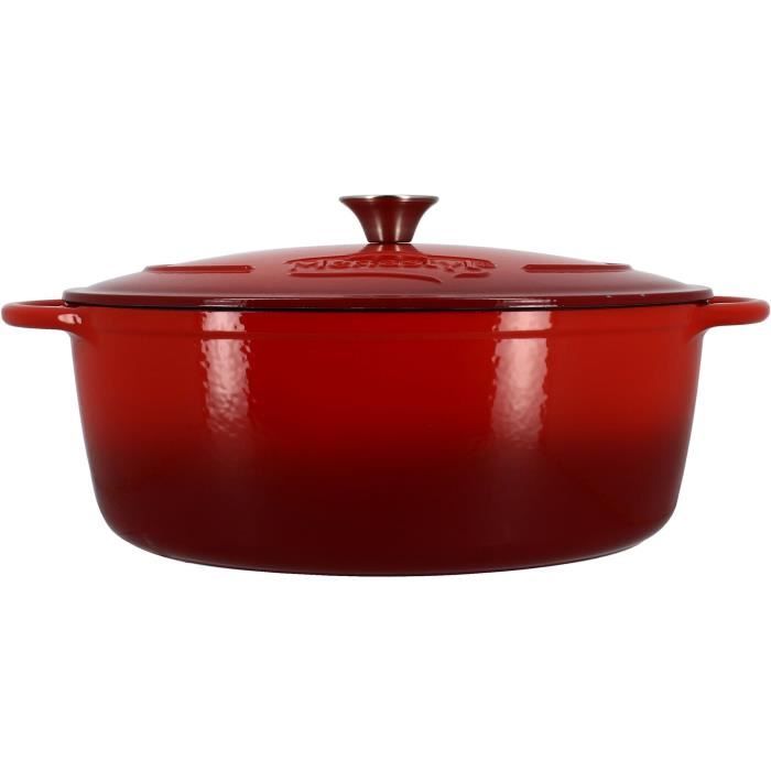 Casserole - MENASTYL - 6020105 - Round - Enameled cast iron - Red - 7 liters