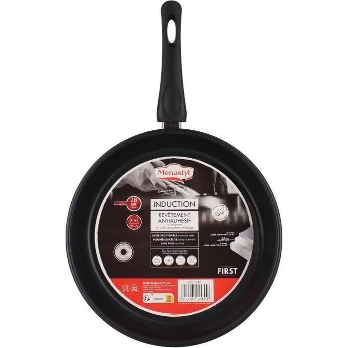 Frying pan - MENASTYL - 6020247 - Stainless steel - 28 cm - Suitable for all hobs including inductio