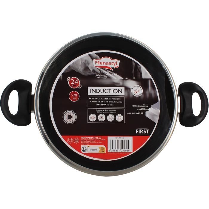 Dutch oven - MENASTYL - 6020256 - Stainless steel - 24 cm - Suitable for all heat sources including 