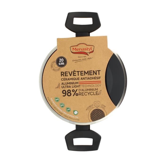 Dutch oven - MENASTYL - 6020646 - Forged aluminum - 20 cm - Black - Suitable for all heat sources in