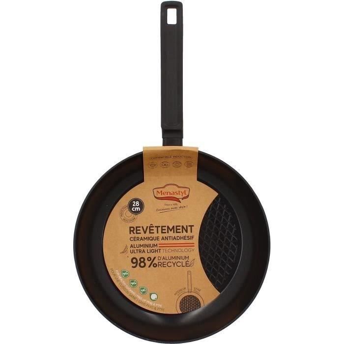 Frying pan - MENASTYL - 6020638 - Forged aluminum - 28 cm - Black - Suitable for all hobs including 