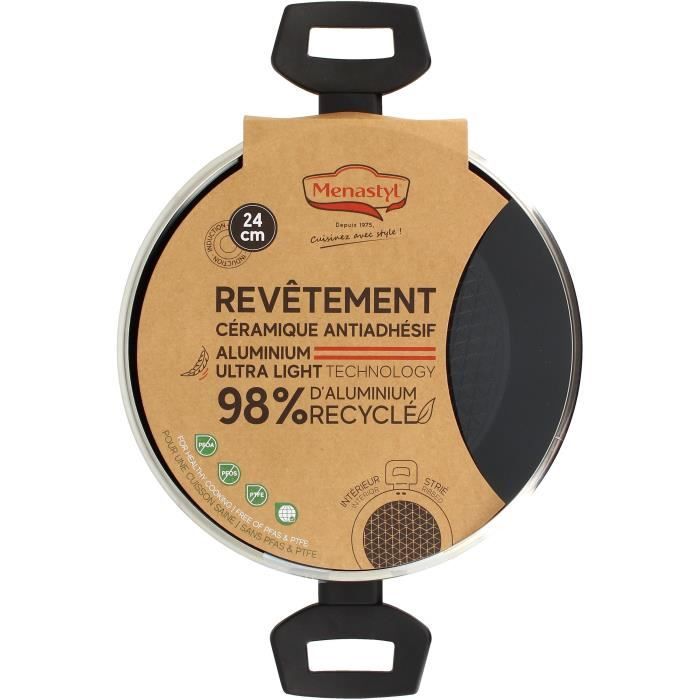 Dutch oven - MENASTYL - 6020647 - Forged aluminum - 24 cm - Black - Suitable for all heat sources in