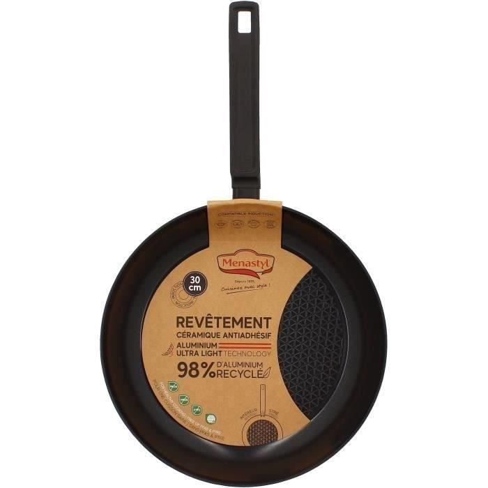 Frying pan - MENASTYL - 6020639 - Forged aluminum - 30 cm - Black - Suitable for all hobs including 