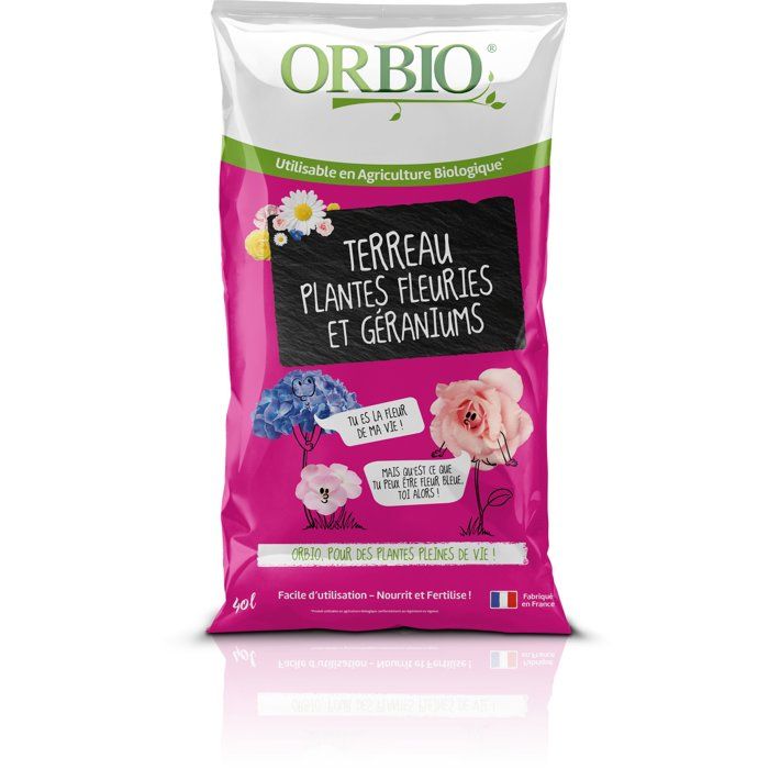 Blumenerde - ORBIO - 40 l - Fördert die Blüte - Angereichertes Substrat