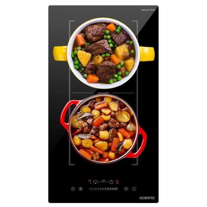 Built-in induction domino - OCEANIC - OCEATI2Z2BF - Flex 2 burners - 3600 W - Black