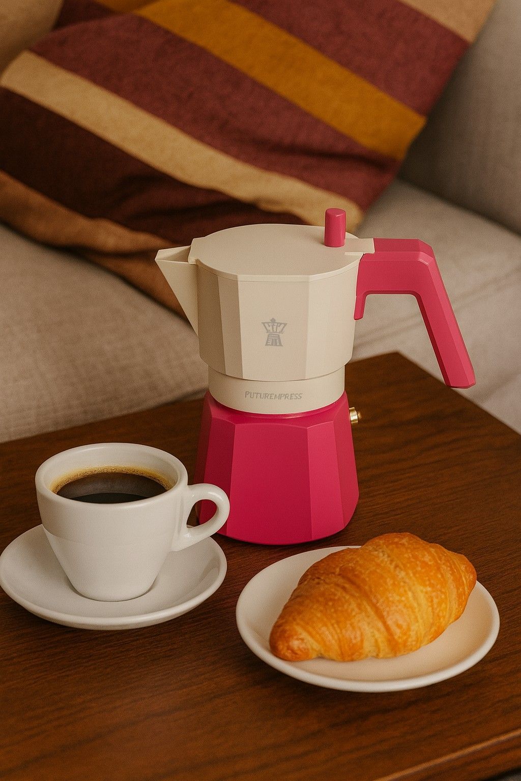 Italienische Kaffeemaschine  PEZZETTI  FUTUREXPRESS  Aluminium  3 Tassen  Fuchsia