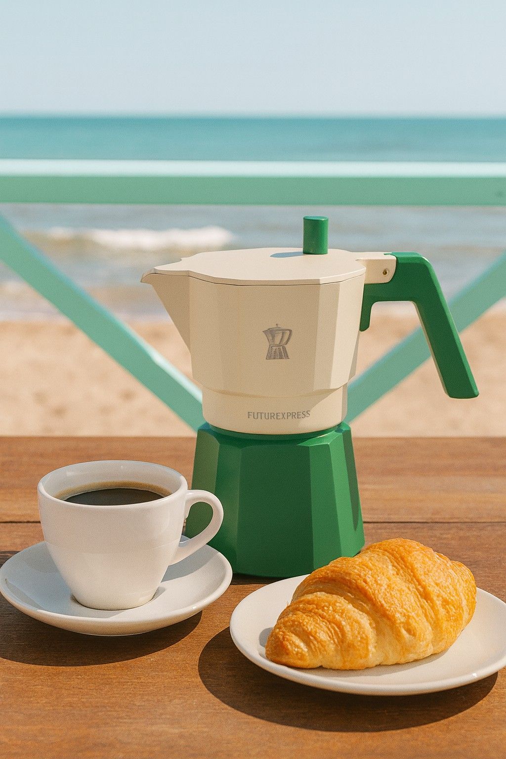 Italienische Kaffeemaschine  PEZZETTI  FUTUREXPRESS  Aluminium  3 Tassen  Grün